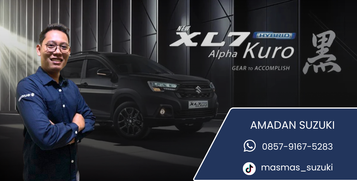 Sales Suzuki menawarkan XL7 Hybrid Alpha Kuro dengan informasi pemesanan dan sosial media