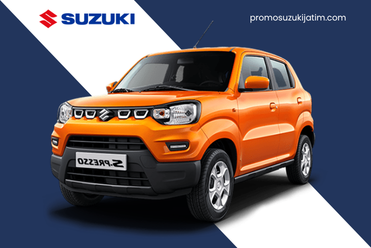 Suzuki S-Presso warna oranye tampak depan dengan desain compact SUV unik dan stylish